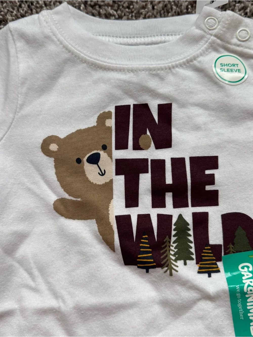 NEW White 'In The Wild' Bear Graphic One-Piece Bodysuit